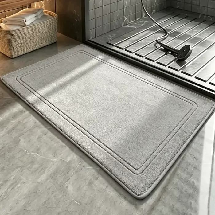 Tapis de salle de bain gris, super doux, séchage rapide et haute absorption d'eau, tapis antidérapan
