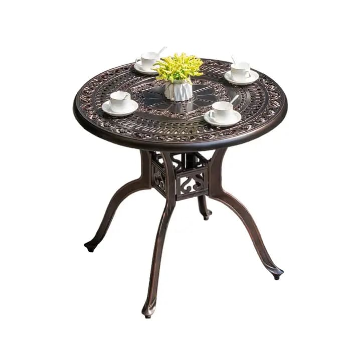 2025 plus récent Table extérieure ronde Patio Table à manger meubles en métal en fonte d'aluminium T