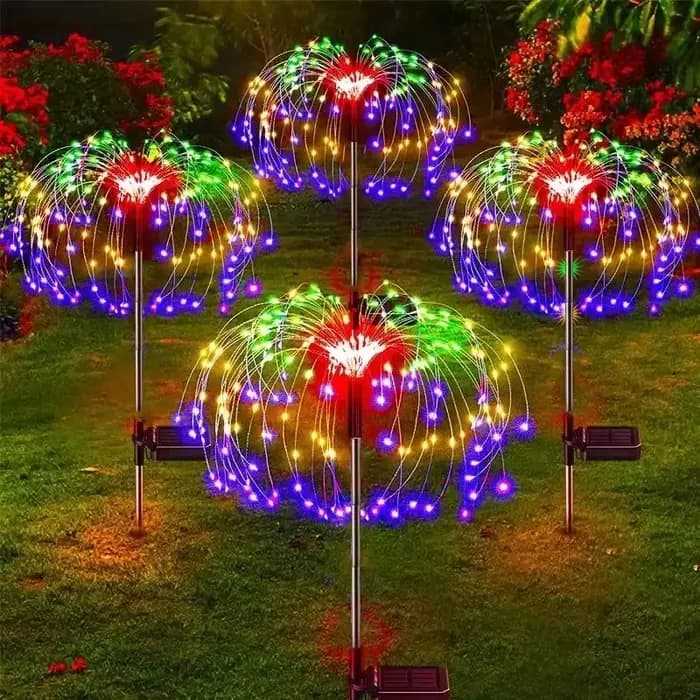Lampes solaires LED d'extérieur en forme de feu d'artifice, décoration de jardin, lumières féériques