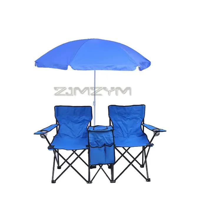 Chaise pliante double pare-soleil résistante à l'usure pour la plage, le camping, la pêche, avec por