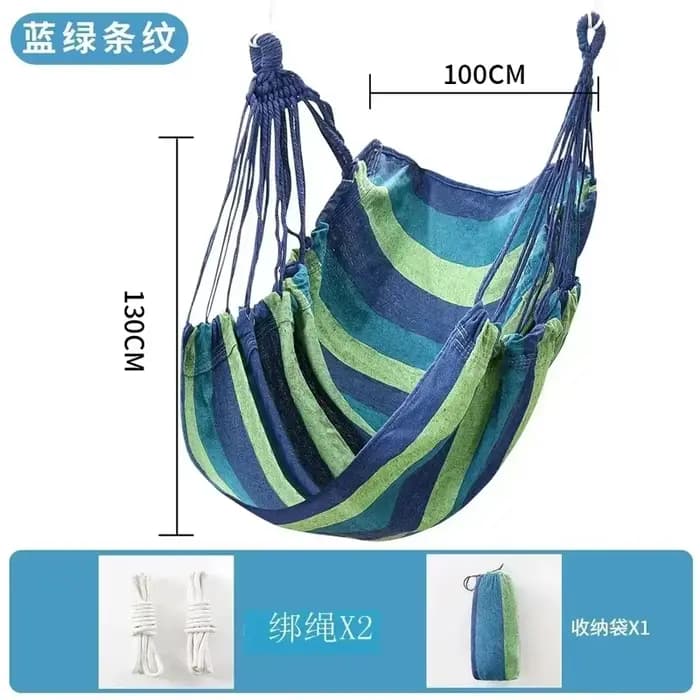 Hamac en toile rayé coloré, sans coussin ni oreiller, chaise suspendue durable pour l'intérieur/l'ex