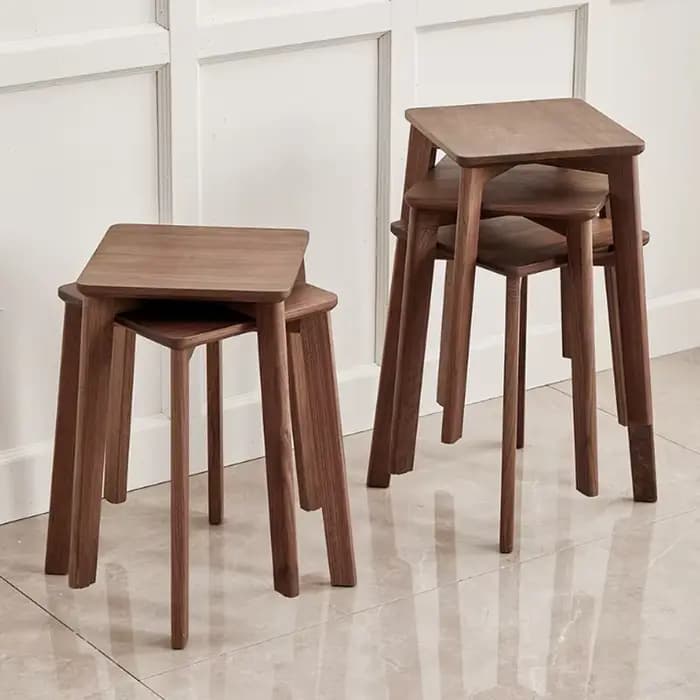 Tabouret carré, chaise en bois massif, usage domestique, salon, salle à manger, chaise à thé, empila