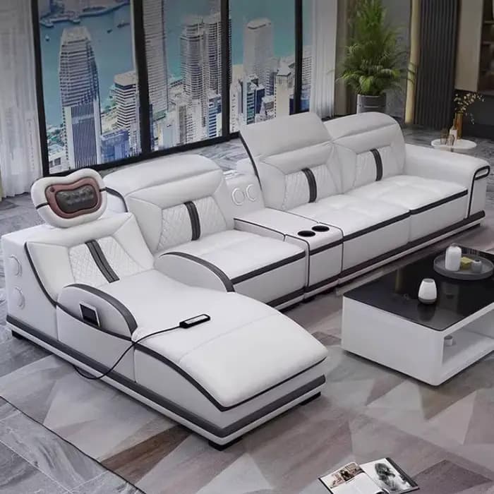 Paresseux gris canapés électriques accoudoir luxe européen intelligent incurvé salon canapés Massage