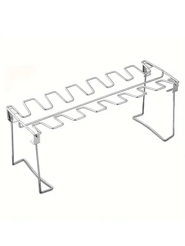 Support de jambe de poulet pour gril avec plateau d'égouttage, support d'aile de poulet à 14 fentes,