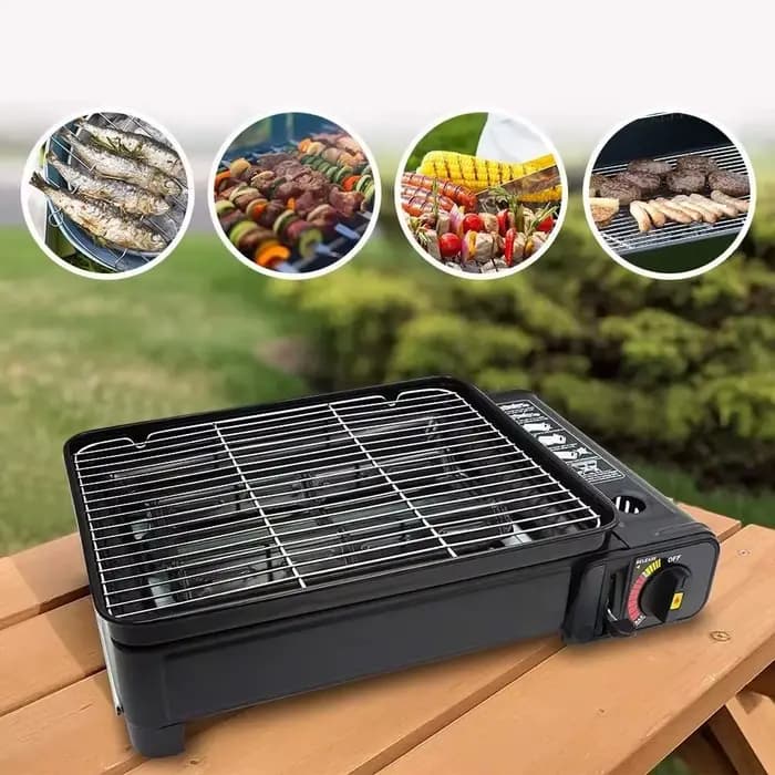 Barbecue portable de camping, réchaud à gaz butane extérieur, grill à viande sans fumée, utilisation