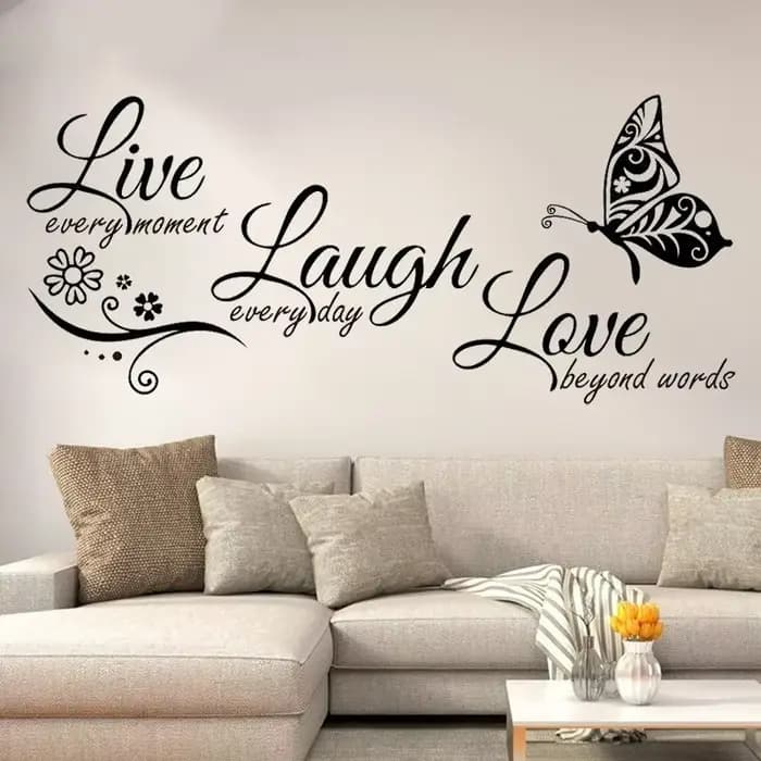 Live Laugh Love Sticker mural fleur papillon, stickers muraux modernes, citations, vinyle, décoratio