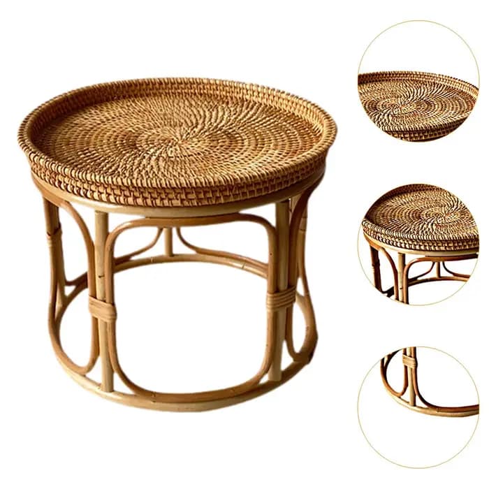 Table d'appoint en rotin, table de bout d'escalier, table basse décorative, table de nuit pour burea