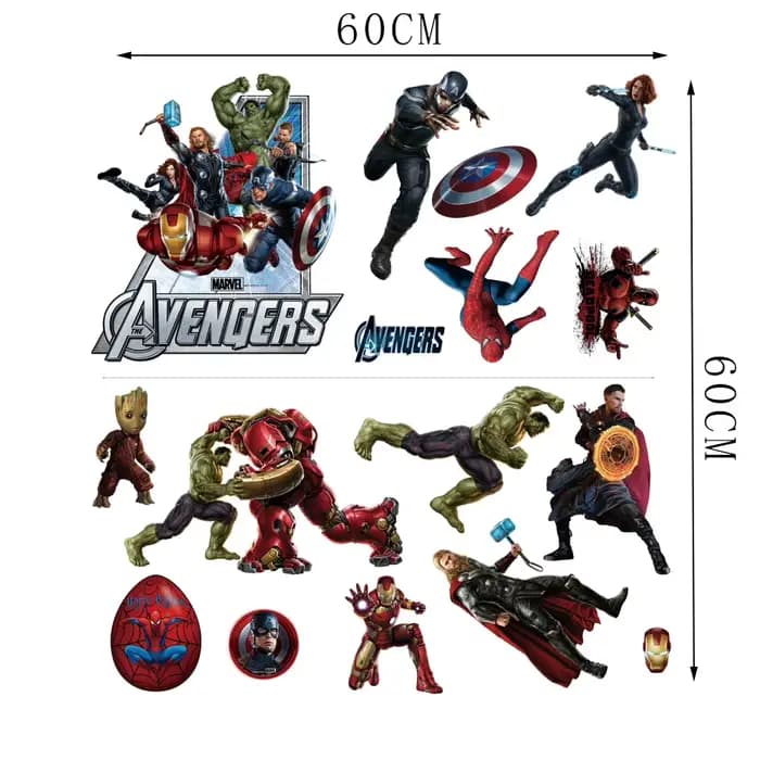 Dessin animé avengers stickers muraux salon chambre décoration murale Super héros affiche de film br