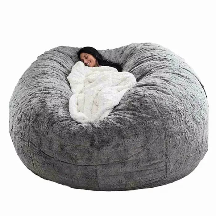 Pas de farci pouf gris chaise sacs de haricots géants Pouf canapé-lit bouffée Futon siège de chambre