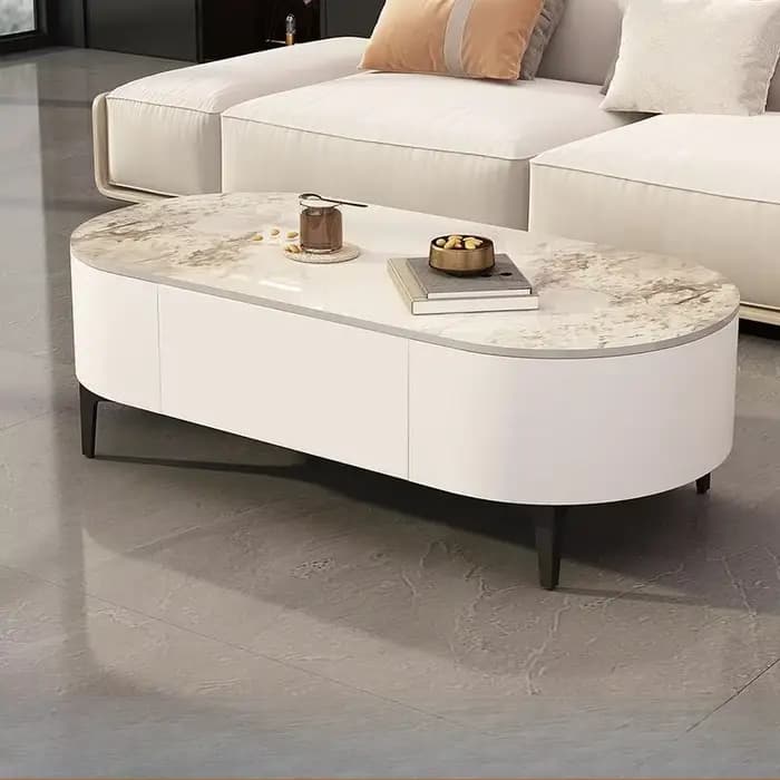 Table basse moderne Simple pour salon, organisateur ovale bon marché, Table d'appoint, collier Funky