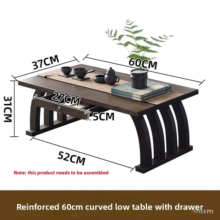 Table basse pliante en bambou de style japonais pour fenêtre en baie, table de sol Tatami, table de
