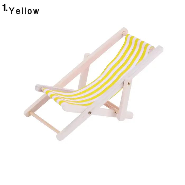Chaise longue pliante rayée en bois, meubles miniatures, pont à rayures, décor de jardin, maison de