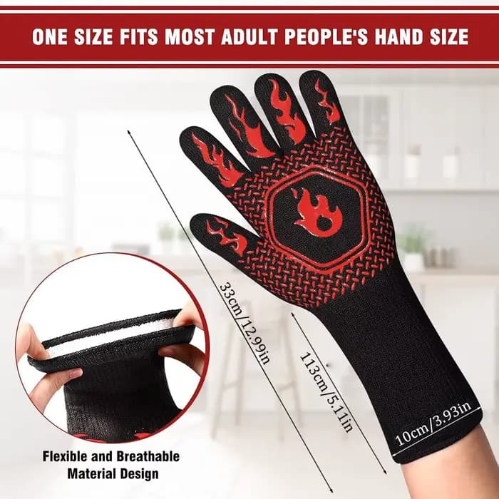 Gants de barbecue, résistants aux hautes températures, ignifuges, pour griller, fumer, barbecue, lon