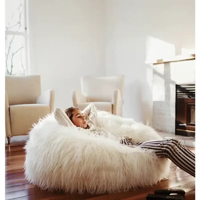 Sièges design doux sacs de haricots énorme poilu mignon chaise de détente paresseux chambre canapé b