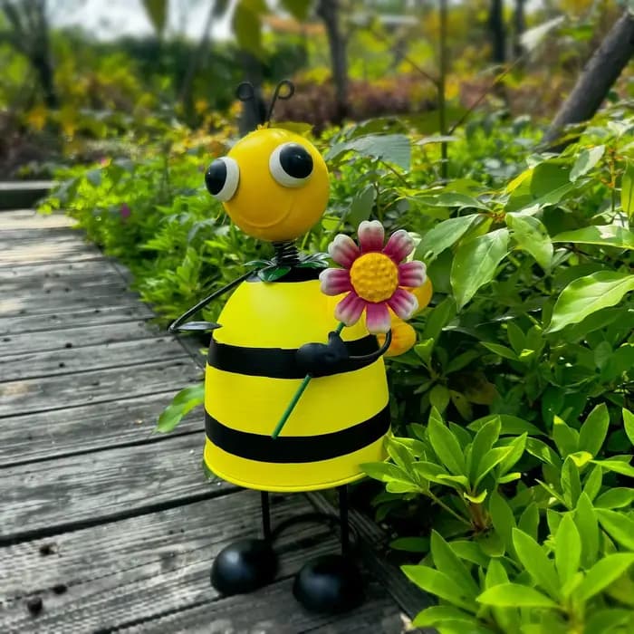 Abeille avec fleur ornements de jardin jolis cadeaux de jardinage pour femmes hommes Irom Statue art