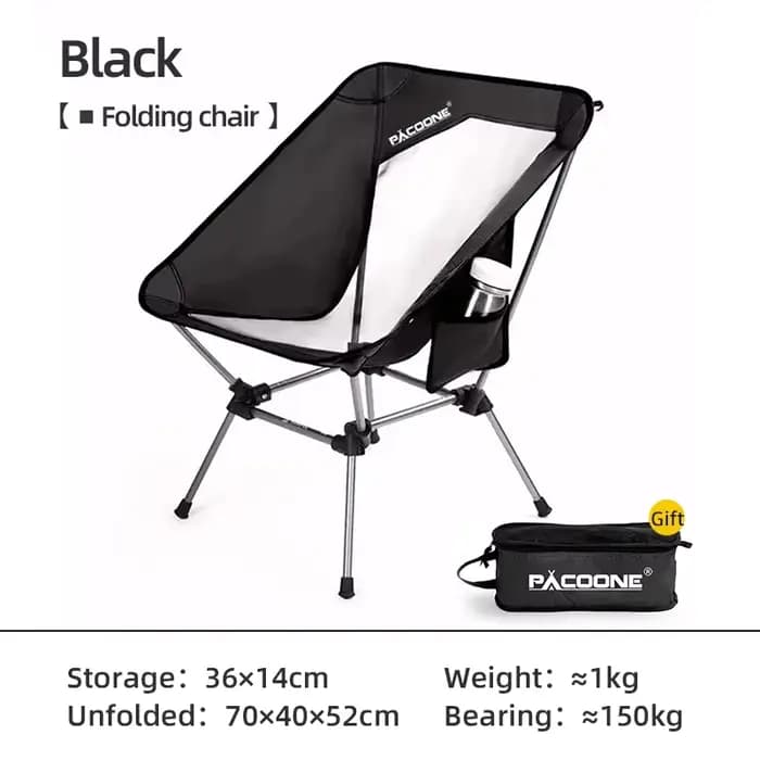 PACOONE voyage ultraléger chaise pliante détachable Portable lune chaise en plein air Camping pêche