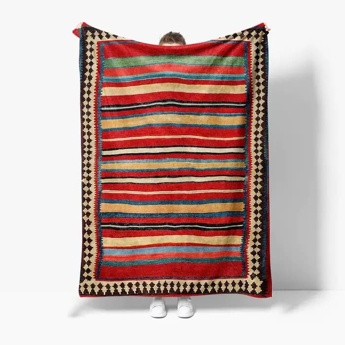 Tapis Kilim rayé Vintage ethnique fait à la main en laine, décoration marocaine pour chambre à couch