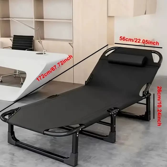 Lit pliant portable d'extérieur et chaise longue avec appui-tête, mobilier de camping, léger et sans