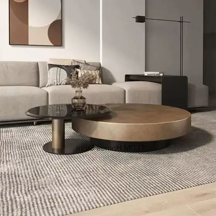 Tables basses design en acier inoxydable, Table à thé ronde de luxe européenne, meubles de salon, Ta