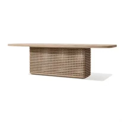 Table à manger en bois de teck imperméable de haute qualité, design extérieur moderne pour parc, cou