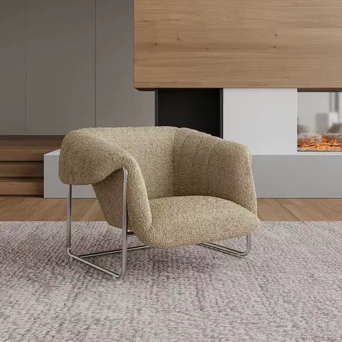 Canapé simple de luxe nordique, chaise de salon en cachemire et acier inoxydable, meubles de maison,
