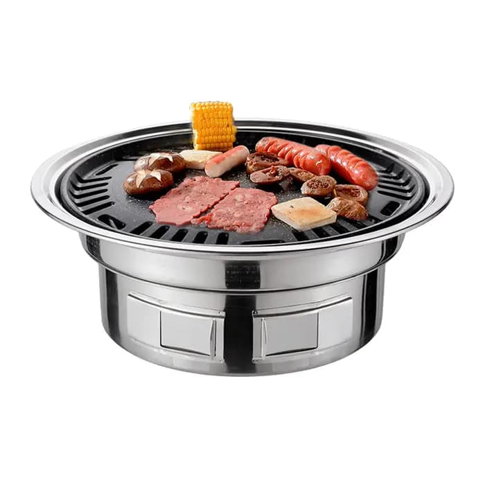 Barbecue multifonctionnel coréen, charbon de bois, poêle de camping rond, fumoir britannique, filet