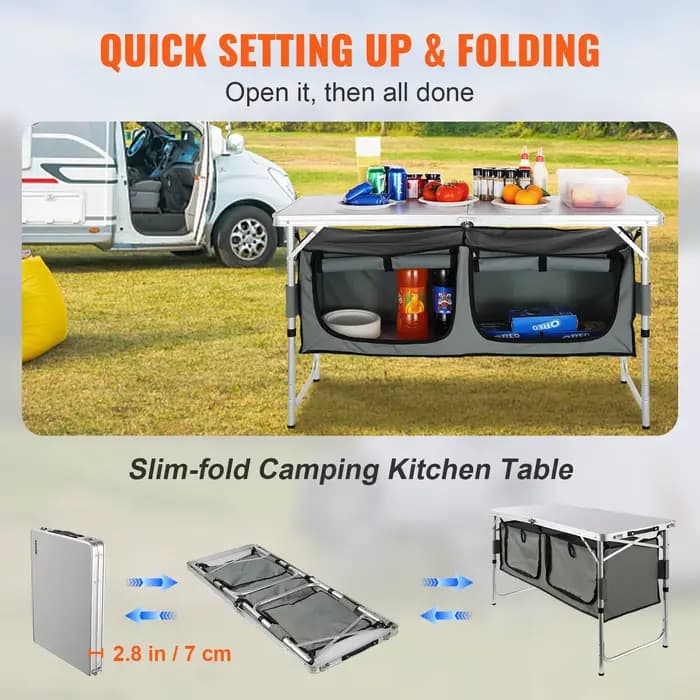 SucceBuyFolding Table de pique-nique cuisine Camping placards valise en aluminium Table avec sac de