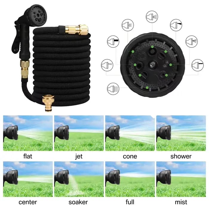 Tuyau d'arrosage extensible de 25 à 100 pieds, avec 8 Modes, pistolet de pulvérisation d'eau, tissag
