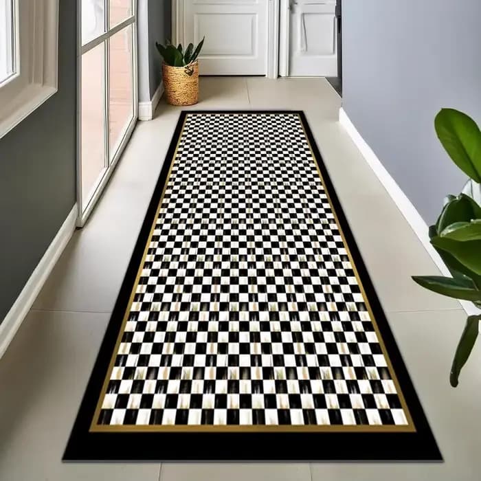 Tapis de couloir à rayures noires et blanches, tapis de chambre à coucher, couverture de lit, tapis