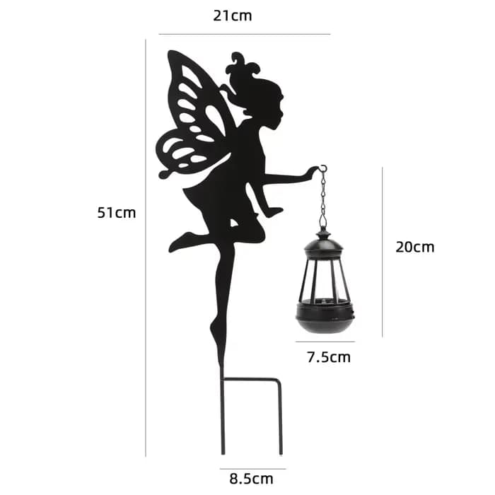 Décor de jardin féerique solaire Statues de fée en métal avec Globe en verre craquelé Lanternes de j