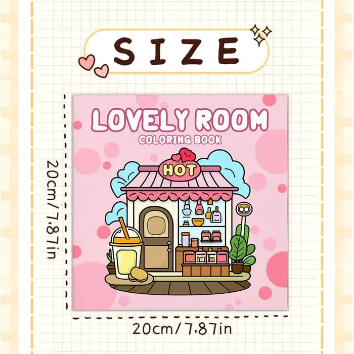 LOVELY ROOM Livre de coloriage pour adultes, motifs de dessins animés audacieux et faciles, livre d'