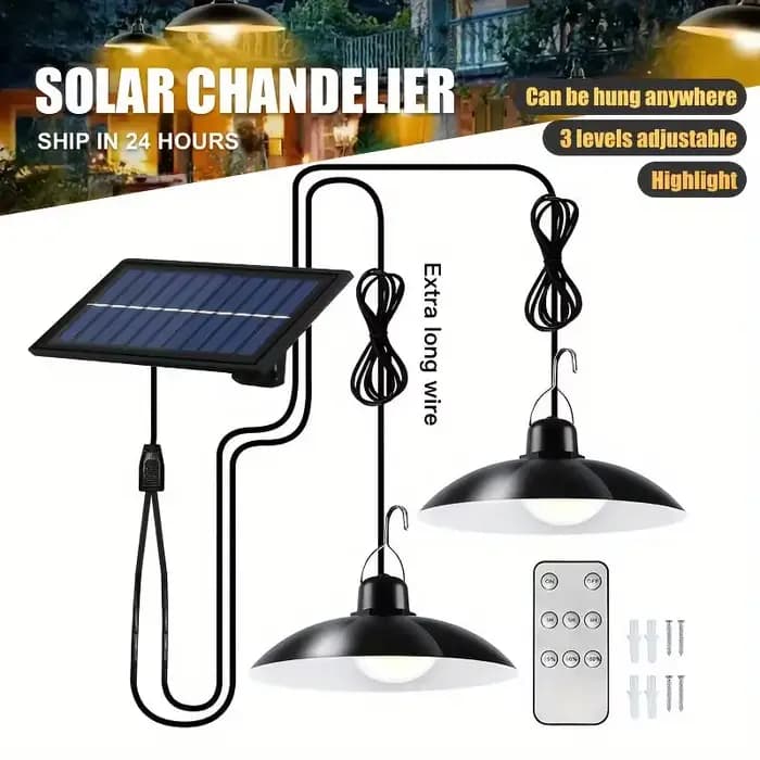 2/1 tête solaire suspension à distance lampe extérieure étanche puissance jardin lustre intérieur ja