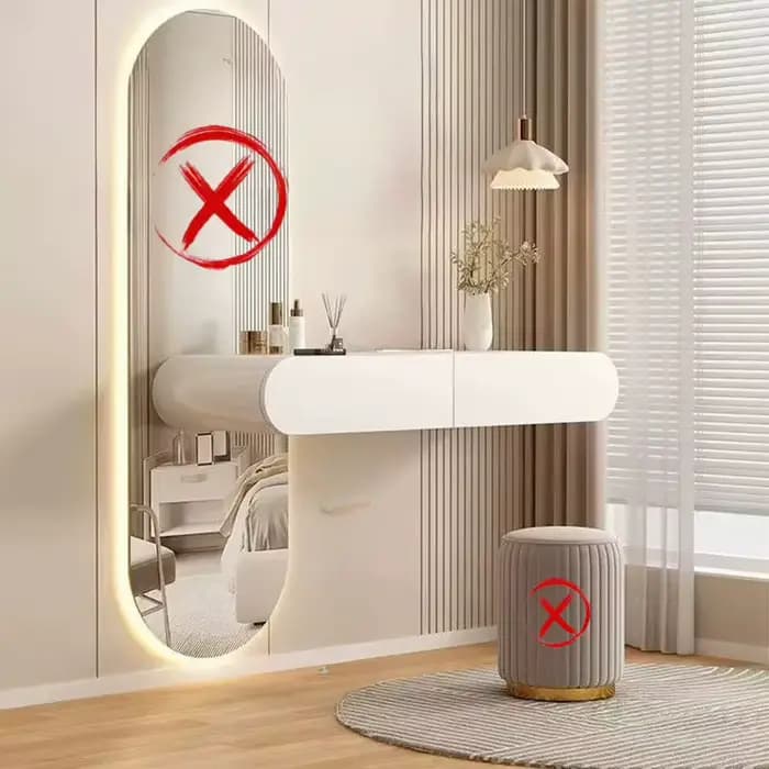 Organiseurs modernes, Miroir de coiffeuse, Table de chevet, Coiffeuse de luxe, Bureau de beauté, Meu
