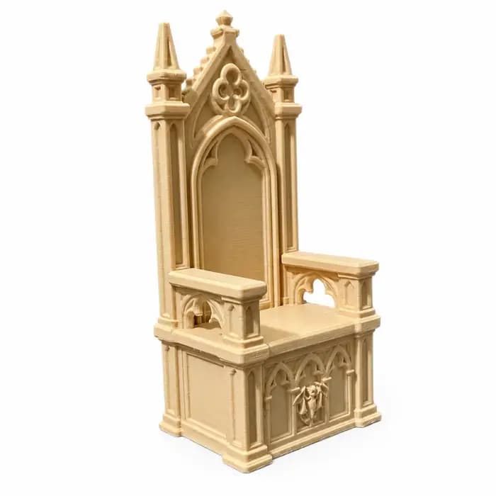 Chaise de trône gothique vintage en relief imprimée en 3D à l'échelle 1/12 pour poupée BJD, décorati