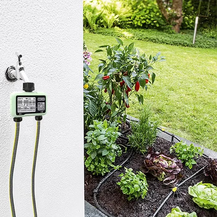 Système d'arrosage intelligent à double sortie avec minuterie pour jardin et extérieur Eshico HCT-32