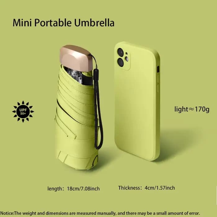 Mini parasol d'extérieur, Protection UV, ultraléger, pliable, cinq plis
