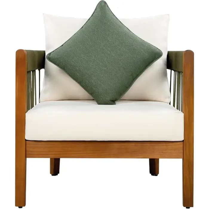 Vinny Lot de 2 chaises d'appoint d'extérieur, chaise club en bois d'acacia, fauteuil en corde tissée