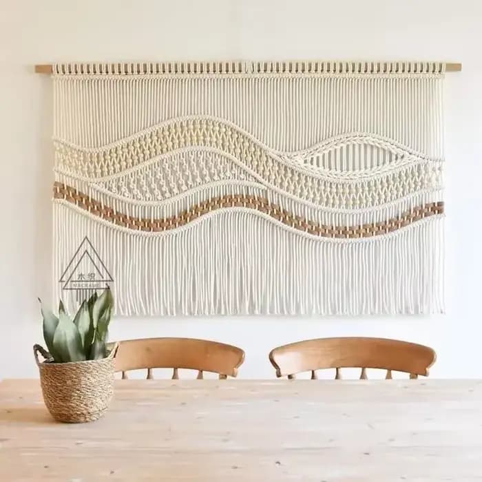 Tapisserie décorative pour salon, canapé, chevet, tissée à la main, perles en bois ondulées, décorat