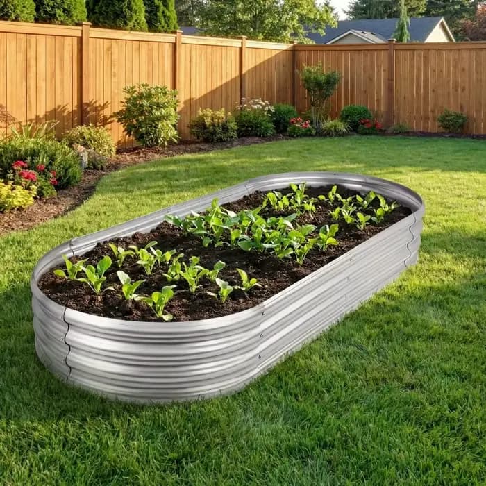 Bac à Jardin Surélevé pour Balcon Grand Espace Forme Ovale Galvanisé Anti-Rouille Usage Domestique 4