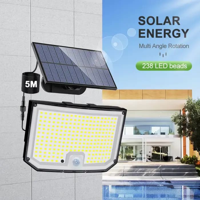 Applique Murale Solaire à 238/328 LED avec Détecteur de Mouvement, Imperméable Conforme à la Norme I