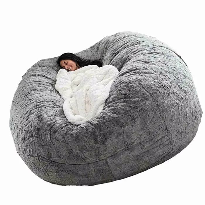 Pas de farci pouf gris chaise sacs de haricots géants Pouf canapé-lit bouffée Futon siège de chambre