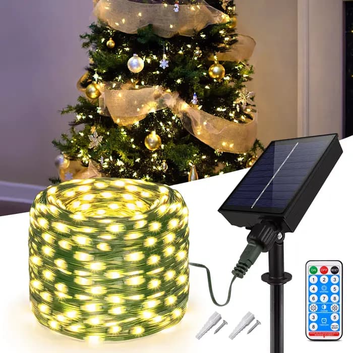 100M 50M guirlande solaire extérieure lumières en cuir LED chaîne fée lumière guirlande étanche haut