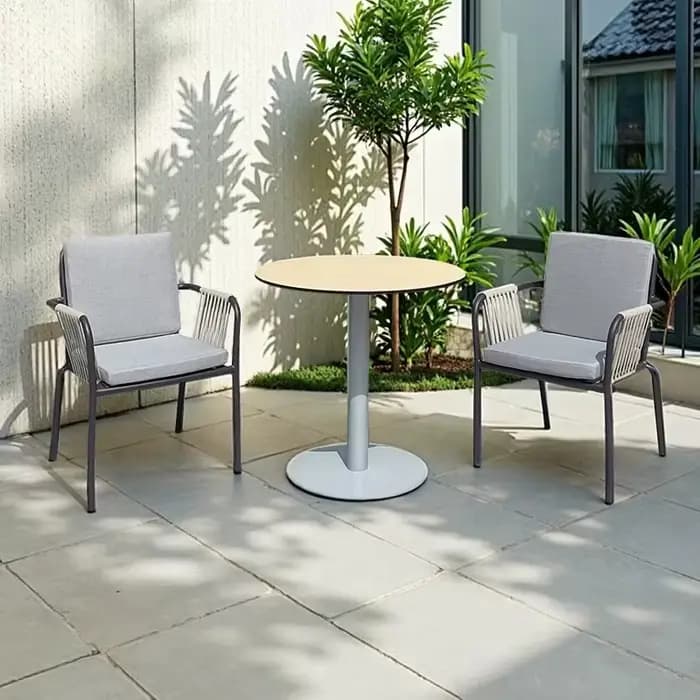 Ensemble de meubles de jardin d'extérieur, Table et chaises de salle à manger, Patio, corde en alumi
