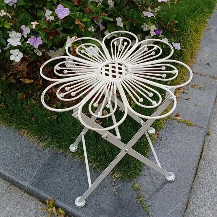 Table pliante Vintage en fer forgé, Mini Table d'appoint de jardin au Design Floral, support pour pl