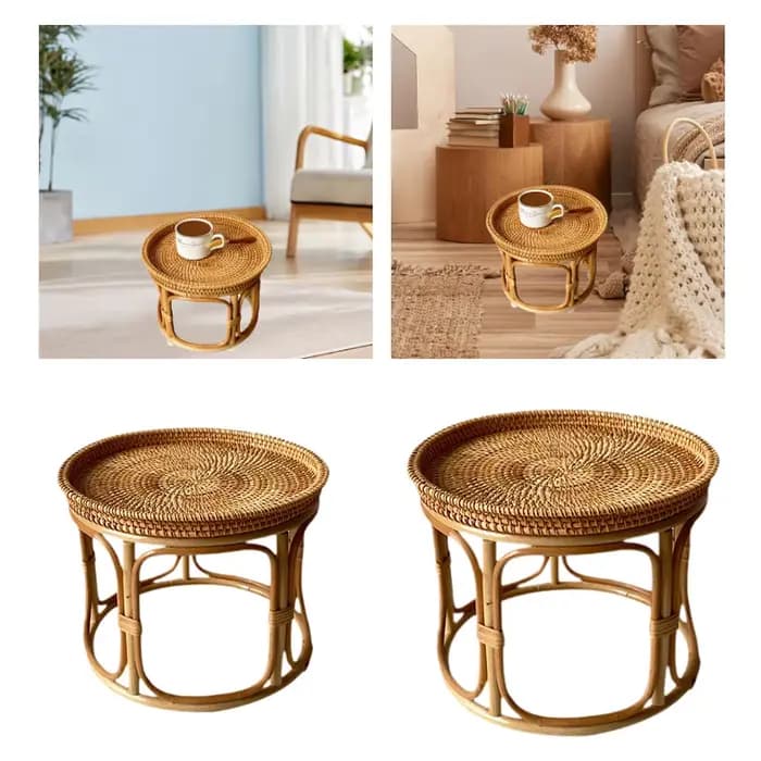 Table d'appoint en rotin, table de bout d'escalier, table basse décorative, table de nuit pour burea