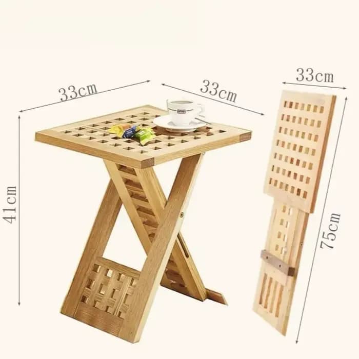 Tables basses de balcon en bois massif, grille carrée, Table de chevet pliante Portable, style nordi