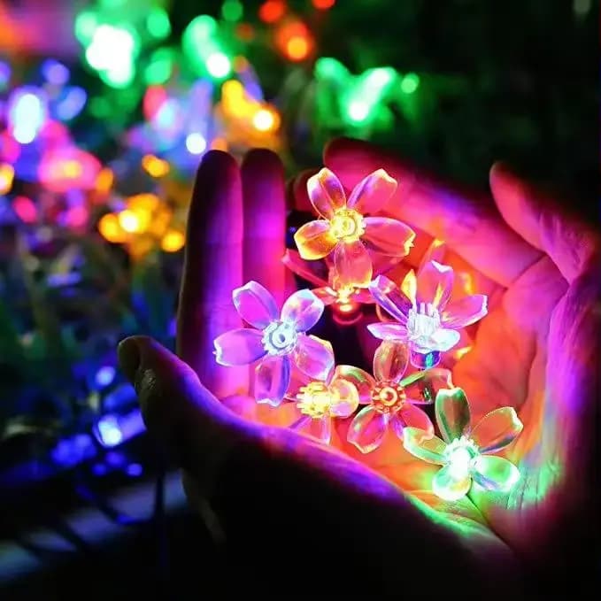10 M/7 M chaîne solaire lumières de noël en plein air 100/50/20LED 8 Mode étanche fleur jardin fleur