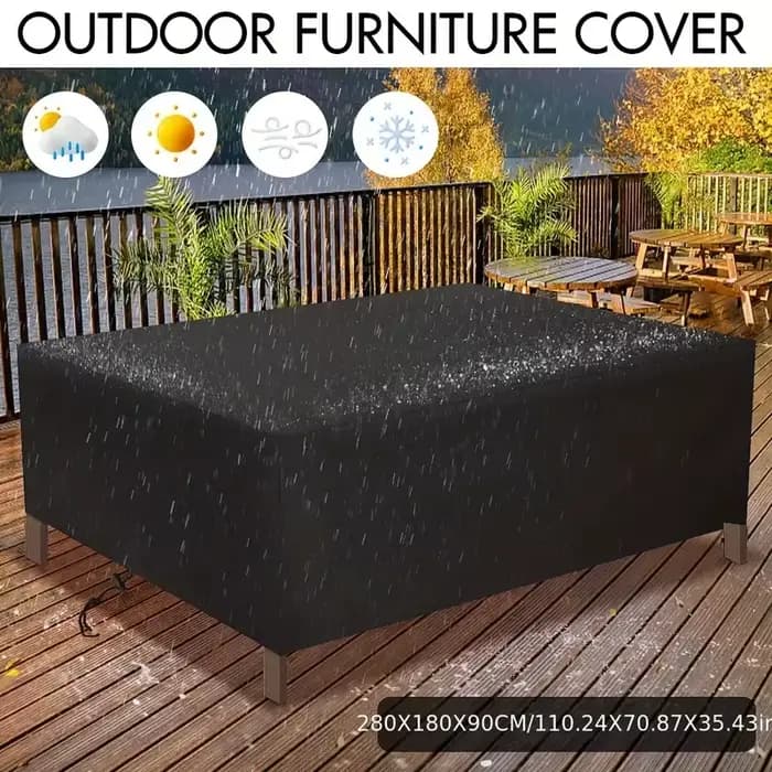 Housse anti-poussière pour meubles d'extérieur, tissu Oxford 210D, housse de canapé noire argentée,