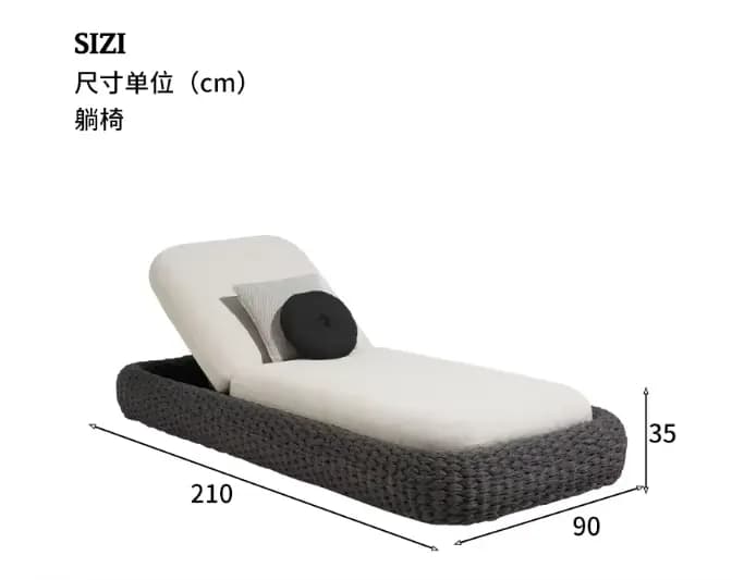 Chaise longue de luxe en aluminium, mobilier de plage en corde, chaise longue de piscine, chaise lon
