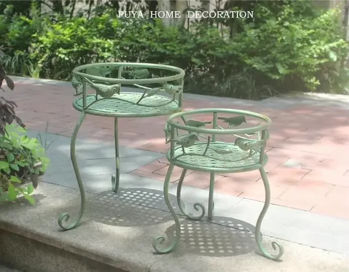 Support de jardin européen en fer forgé pour fleurs, étagères pour plantes anciennes, tabouret de fl